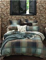 MM Linen Pure Cotton Lodge Reversible Bedding Set Brown Mix