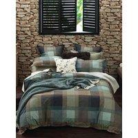 MM Linen Pure Cotton Lodge Reversible Bedding Set Brown Mix