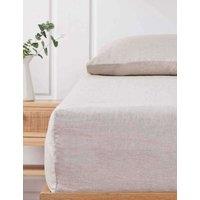 MM Linen Pure Linen Laundered Fitted Sheet & Pillowcase Set Natural