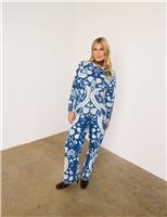 Never Fully Dressed High Waisted Printed Cigarette Jeans Blue Mix