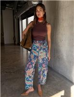 Never Fully Dressed Paisley Print Barrel Jeans Blue