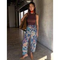 Never Fully Dressed Paisley Print Barrel Jeans Blue