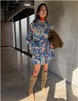 Paisley Denim Belted Shacket