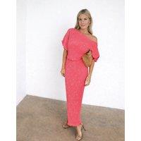 Never Fully Dressed Plisse One Shoulder Midaxi Waisted Dress Pink