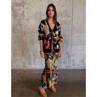 Never Fully Dressed Paisley V-Neck Cardigan Black Mix