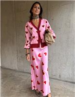 Heart Embellished V-Neck Cardigan