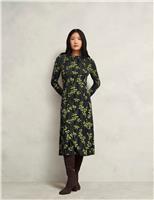 HOBBS Jersey Floral Midi Waisted Dress Green Mix