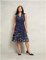 Embroidered V-Neck Knee Length Wrap Dress