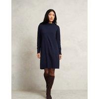 HOBBS Merino Wool Blend Mini Knitted Dress Navy Mix