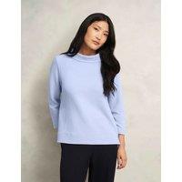 HOBBS Cotton Blend Textured Roll Neck Top Blue