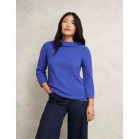 HOBBS Pure Cotton Textured Roll Neck Jumper Blue