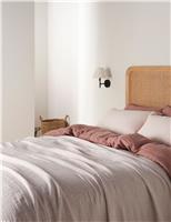 Bedfolk Linen Cotton Blend Textured Throw Navy