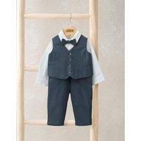 Mamas & Papas 4pc Pure Cotton Top & Bottom Suit Set (3 Mths-3 Yrs) Blue