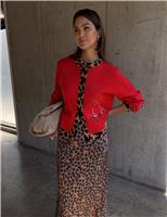 Cherry Leopard Print Crew Neck Cardigan