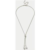 Pearl Cream Long Lariat Silver