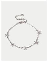 Platinum Cubic Zirconia Flower Bracelet