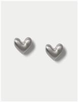 Brushed Heart Stud Earrings