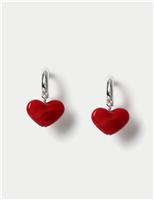 Heart Drop Hoop Earrings