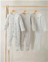 3pk Pure Cotton Penguin Sleepsuits (0-24 Mths)