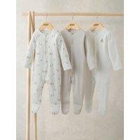 Mamas & Papas 3 Pack Pure Cotton Penguin Sleepsuits (0-24 Mths) Cream