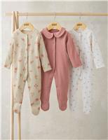 3 Pack Pure Cotton Floral Sleepsuits (0-24 Mths)