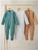 3 Pack Pure Cotton Floral Sleepsuits (0-24 Mths)
