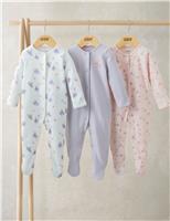 Mamas & Papas 3 Pack Pure Cotton Ballerina Sleepsuits (0-24 Mths) Pink
