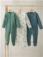 3pk Pure Cotton Dinosaur Sleepsuits (0-24 Mths)