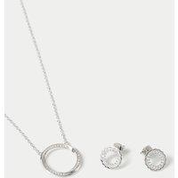 M&S Sterling Silver Earring Necklace Set Silver