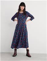 Cotton Rich Floral Midi Smock Dress