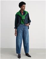 Seasalt Cornwall Pure Cotton Checked Relaxed Blouse Navy Mix