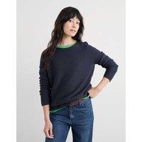 Seasalt Cornwall Pure Cotton Ribbed Crew Neck Relaxed Jumper Navy