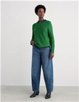 Pure Cotton Ribbed Crew Neck Relaxed Jumper