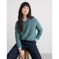Seasalt Cornwall Pure Cotton Ribbed Crew Neck Relaxed Jumper Blue