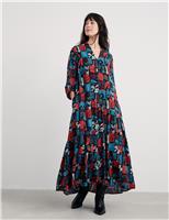 Cotton Rich Printed Midaxi Tiered Dress