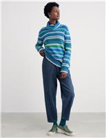 Lambswool Rich Striped Roll Neck Jumper