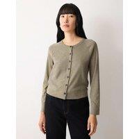 Jigsaw Pure Cotton Crew Neck Cardigan Khaki
