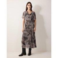 Jigsaw Floral Cowl Neck Midi Shift Dress Multi