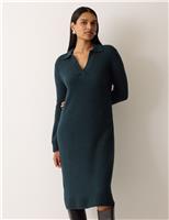 Wool Rich Collared Midi Jumper Dress