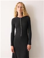 Wool Rich Ribbed Knitted Midi Skater Dress