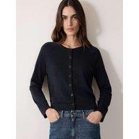 Jigsaw Pure Cotton Crew Neck Cardigan Dark Grey