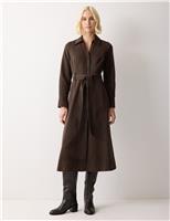 Jigsaw Denim Tie Waist Midi Shirt Dress Brown