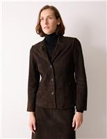 Suede Single Breasted Tailored Blazer