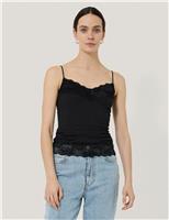 Jigsaw Modal Rich V-Neck Lace Vest White
