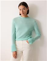 Pure Cashmere Round Neck Fluted Cuff Jumper