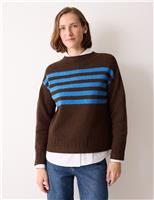 Pure Wool Striped Crew Neck Jumper