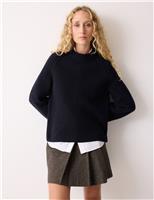 Pure Wool Ribbed Crew Neck Jumper