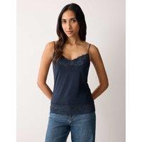 Jigsaw Modal Rich V-Neck Lace Vest Navy