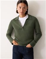 Wool Rich Collared V-Neck Jumper