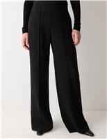Crepe Pintuck Detail Wide Leg Trousers